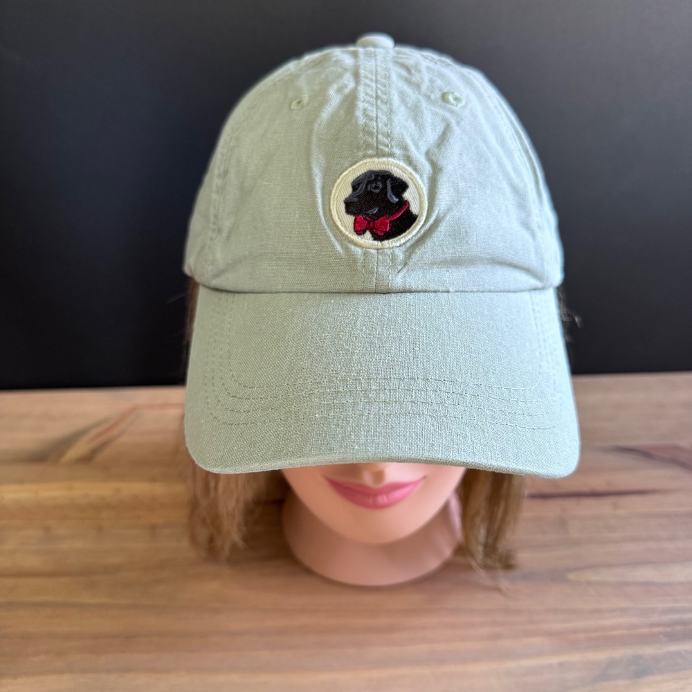 Southern Proper Frat Hat Sage Green Black Lab Bow Tie Strapback Dad Cap Preppy